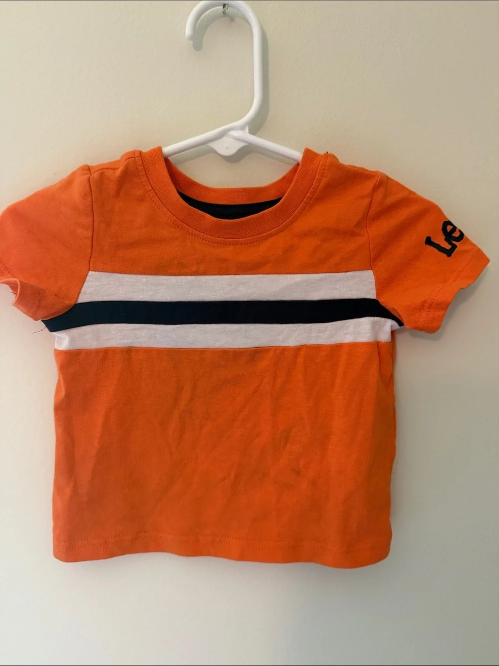 Lee Orange Short-Sleeve Tee with Black & White Stripes